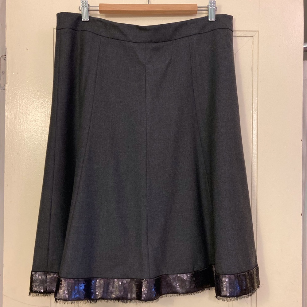 Vintage J.Crew Sequin Trim Wool Melange Skirt in Charcoal Gray